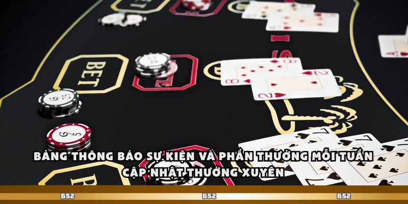 Bảng thông báo sự kiện và phần thưởng mỗi tuần cập nhật thường xuyên