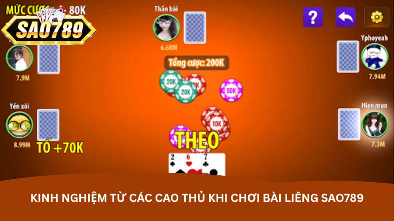 Kinh nghiệm từ các cao thủ khi chơi bài liêng Sao789